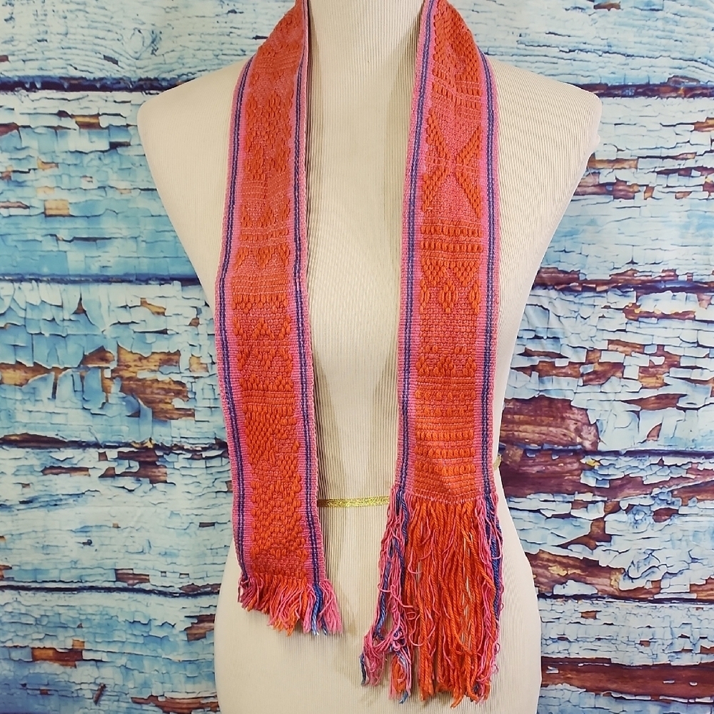 Elegant Orange and Purple Woven Sash